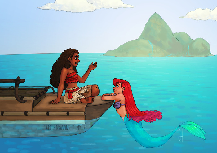 carolsdrawing: I love how Moana is from land and dreams about going to the ...